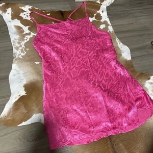 Zara WOMEN PINK JACQUARD ANIMAL DETAIL SLIP DRESS SIZE M